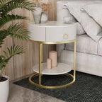 Modern Minimalist Round Slate Drawer Table: High-End Appeal, Perfect as Side Table or Bedside Cabinet