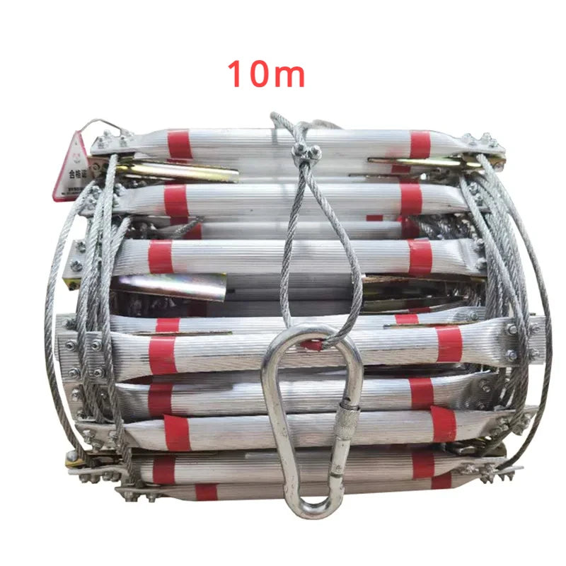 10m Steel Wire Rope  Ladder Fire Escape Rope Ladder Household Fire Prevention High-Altitude Rescue Engineering Climbing Ladder