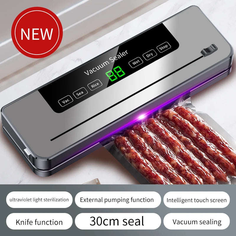 Electric Vacuum Sealer Machine Dry/Wet Food Packaging Seal To Keep Fresh Touch Buttons Digital Display Vacuum Packaging Machine