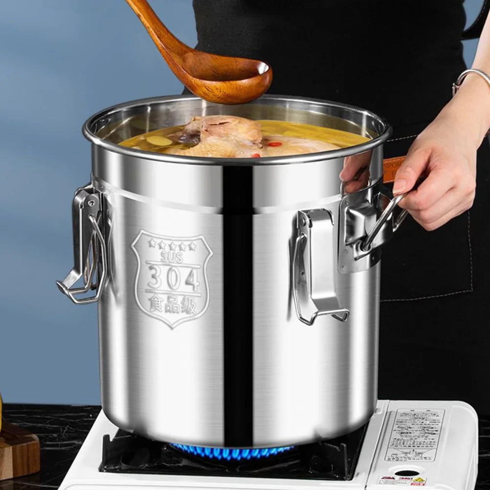 6L 304 Stainless Steel Airtight Canister with Seal Lid Food Oil Sugar Milk Storage Bucket with Handles for Kitchen Restaurants