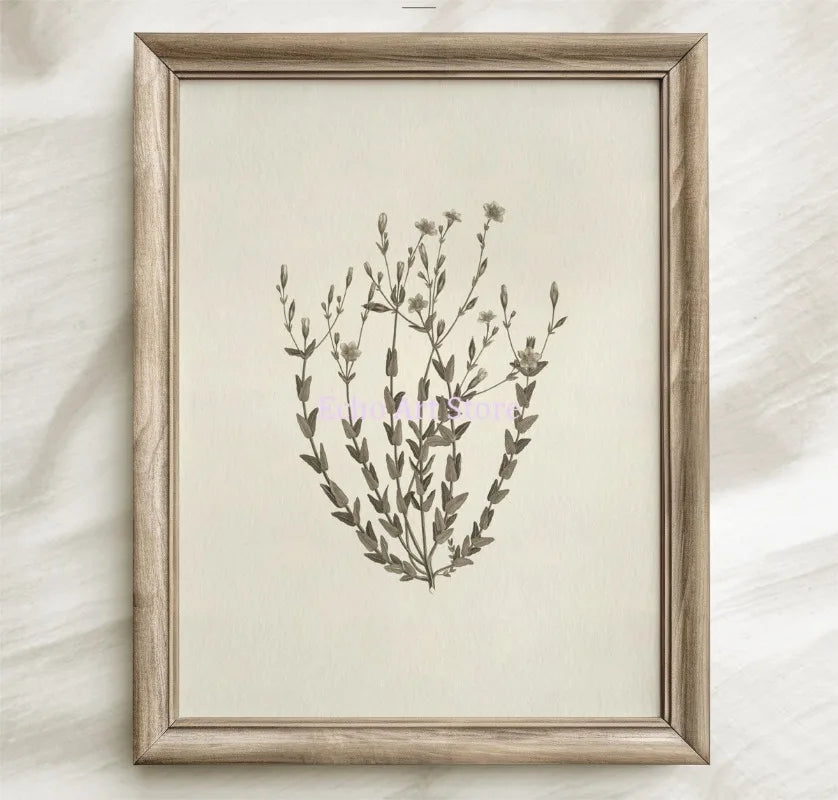 Vintage Neutral Floral Beige Botanical Flower Leaf Poster and Prints Canvas Printing Wall Art Picture for Living Room Home Decor