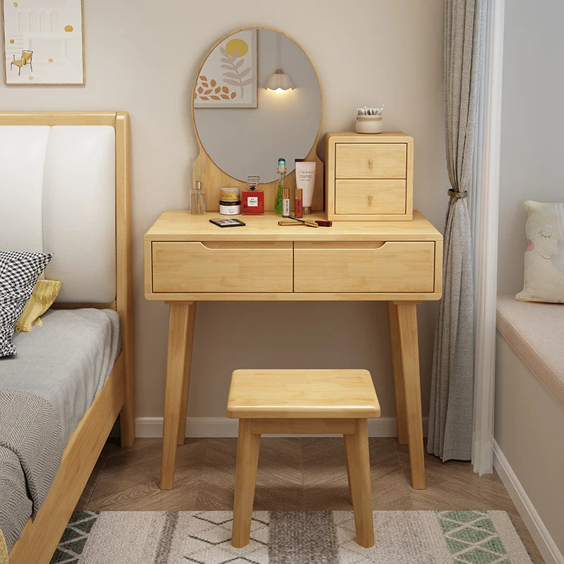 Nordic solid wood dresser 60cm small apartment bedroom modern simple makeup table light luxury dresser storage cabinet