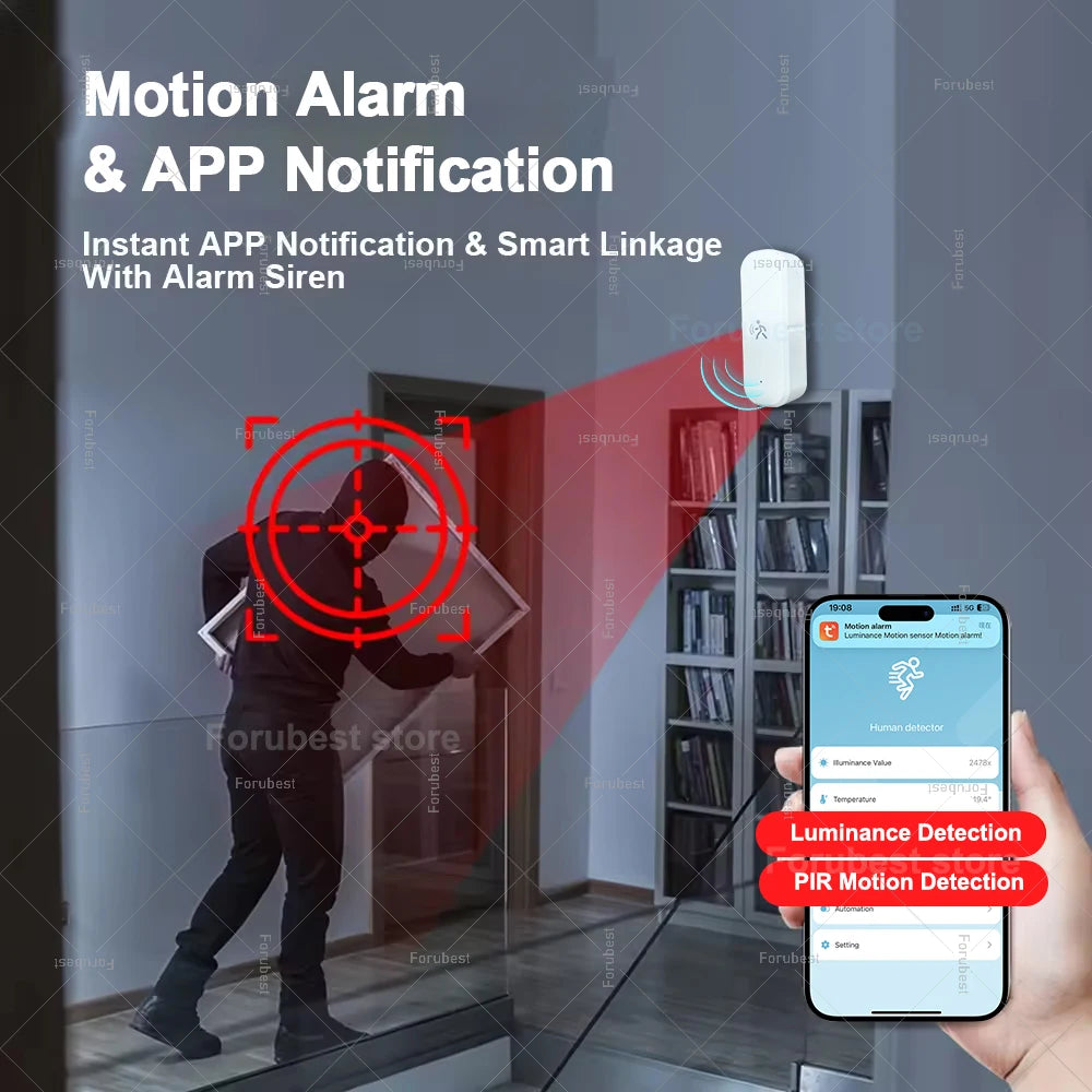 Tuya Zigbee Human PIR Motion Sensor Light Infrared Detector With Temperature Humidity Detection Meter Smart Life Home Automation