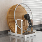 And Cutting Board Organizer Combo - Heavy-Duty Countertop Rack, Kitchen Organizer Space-Saving Stainless Steel Pot Lid
