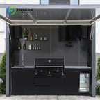 Customized Modern Premium Outdoor Kitchen 5-Burner Gas Grill 304 Stainless Steel Sink Shed Luxurious Family Party Catering Unit