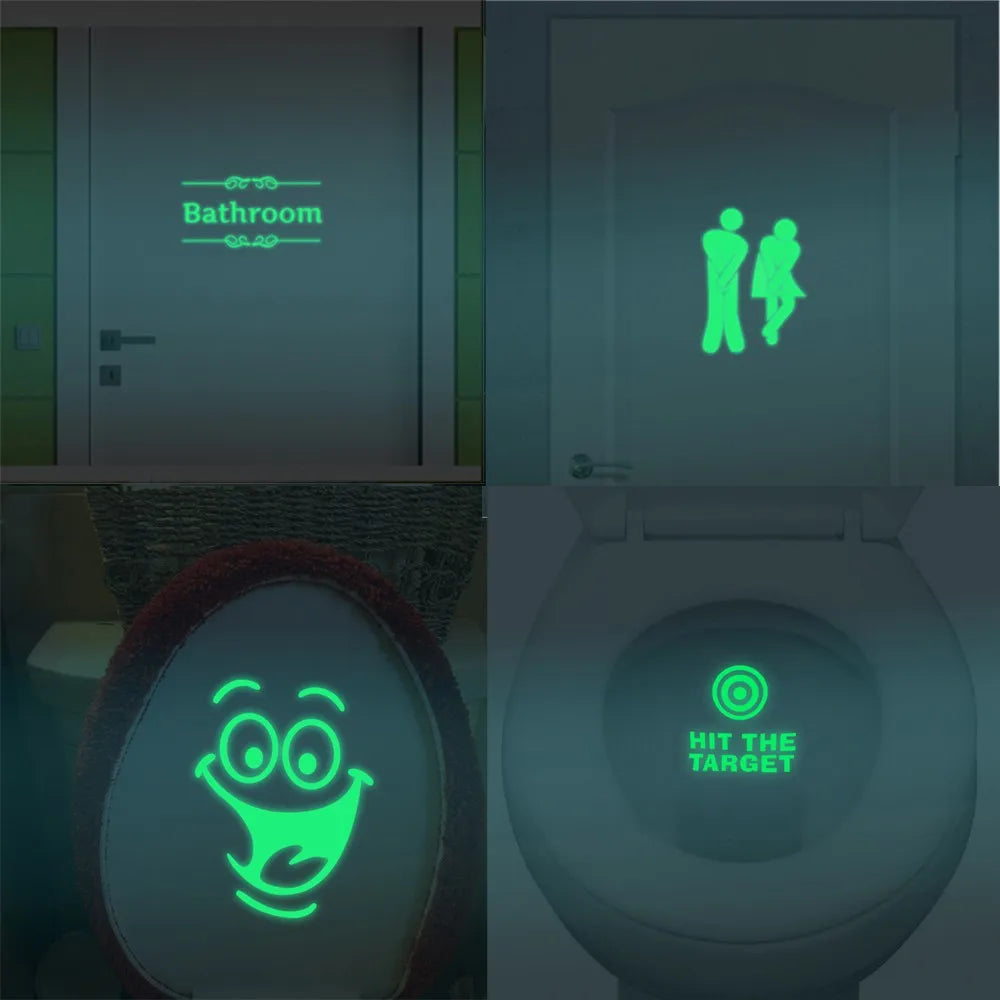 Wallpaster Bathroom Luminous Sticker Toilet Stickers Fluorescent Wallpaper Removable Sticker Wall Stickers For Living Room