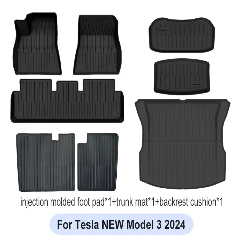 For Tesla Floor Mats Model Y Model 3 2024 Left Rudder Luggage Mat TPE waterproof Anti-Slip Set Floor Liner Mat