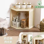 Bamboo Kitchen Corner Spice Rack Tiered Condiment Organizer Multi-Function Countertop Storage Shelf for Seasoning Jars