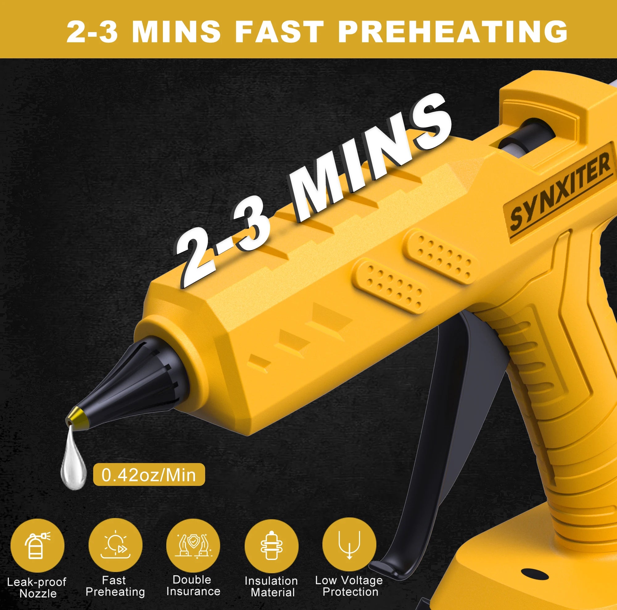 80W Electric Cordless Hot Glue Gun Portable Rechargeable For Dewalt 18V Battery With 11mm Glue Sticks For Home DIY Repair Tool