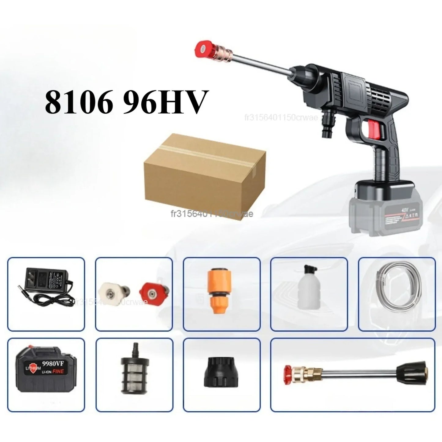 High pressure home car wash water gun electric car wash machine rechargeable wireless lithium battery car wash machine