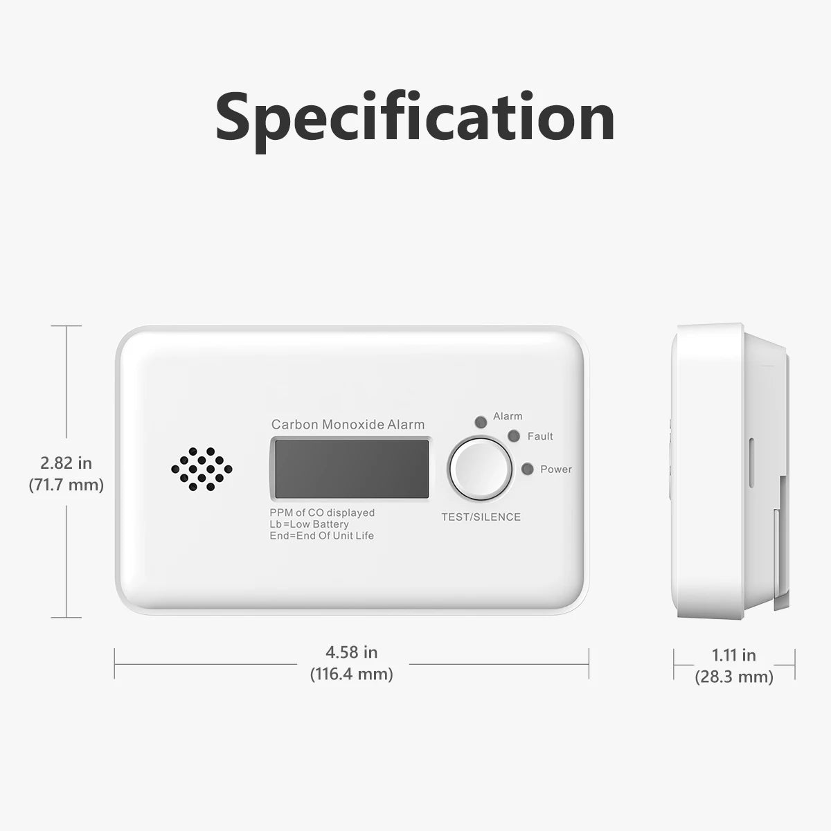 IMOU Smart Standalone Carbon Monoxide Alarm Indoor CO Detector with Replaceable Battery 85DB Buzzer Informative LCD display