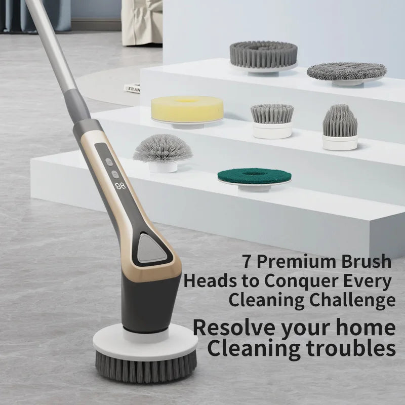 Electric Cleaning Brush Cordless Handheld Shower Scrubber Spin Cleaner Multifunctional Cleaner with 7PCS Heads Bathroom Kitchen