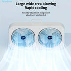 Dual head USB fan with 360 ° rotatable blades, wall mounted and free standing design, rechargeable, suitable for offices, bedroo