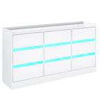 9 Drawer Dresser with Power Outlet & LED Light, Modern Chest of Drawers for Closet, 63" Drawer Organizer Cabinet for Bedroom
