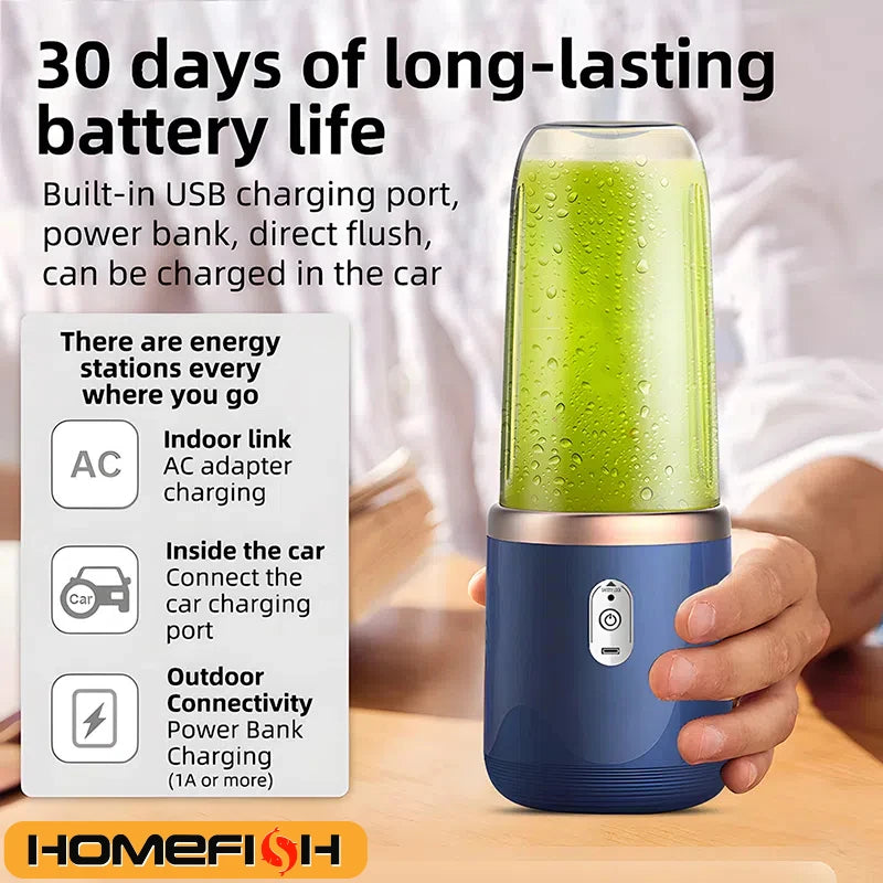 HOMEFISH 2PCS Juice Extractor Juice Cup Portable Rechargeable Small Juice Cup Home and Outdoor Multifunctional Juice Mixing