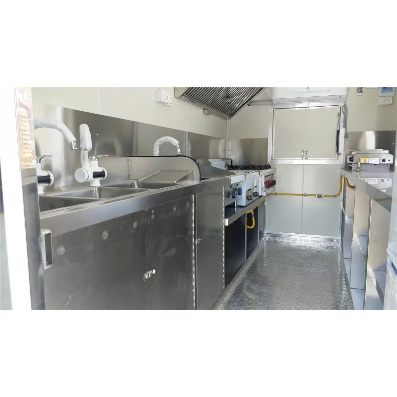 Standard Food Truck Trailer Mobile Kitchen / Ready To Eat Food Van with Full Set Equipment