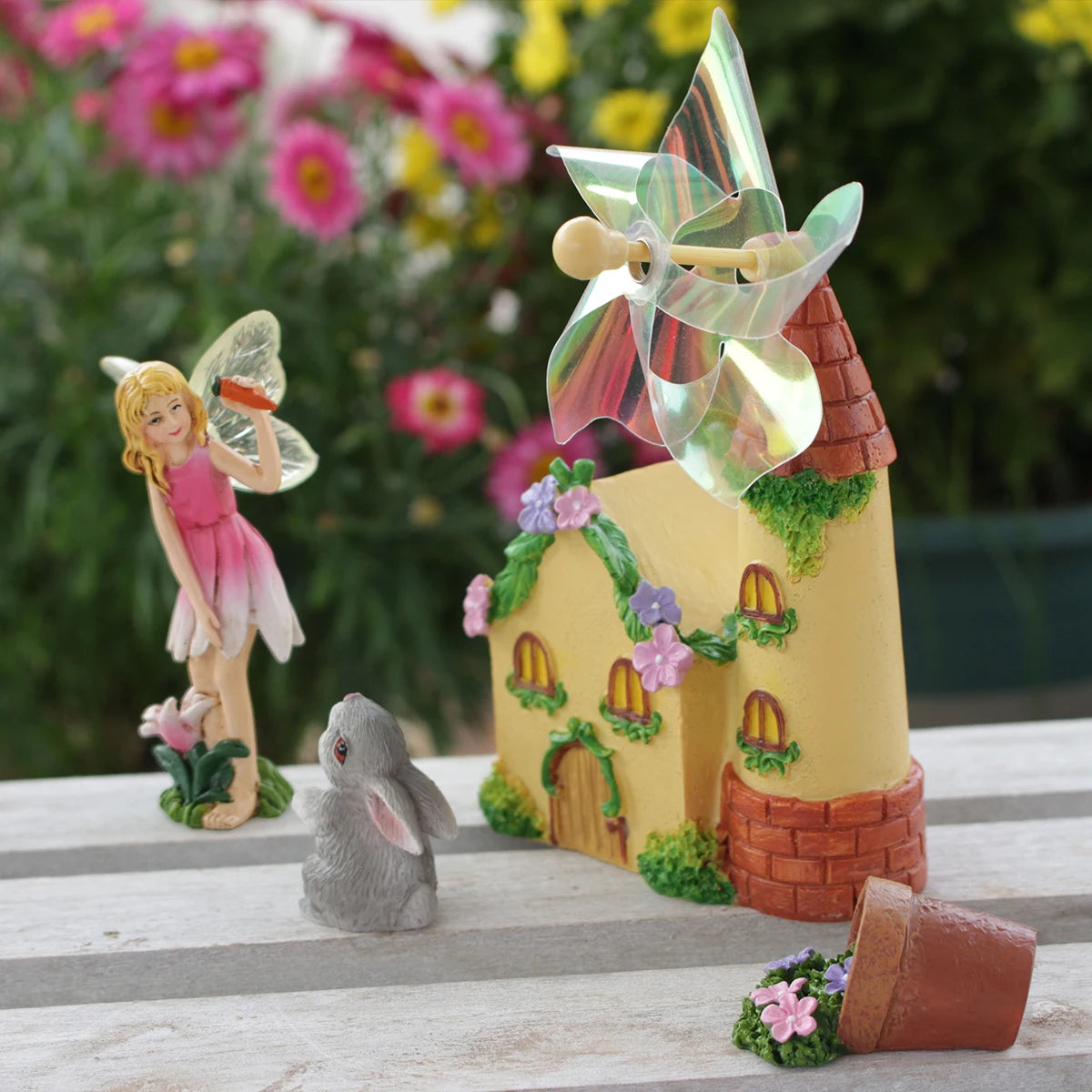7pcs/set Mini Fairy Garden Windmill Shed Art Sculpture, Outdoor Waterproof Garden Decor,Fairy Garden House Cottage For Garden Pa