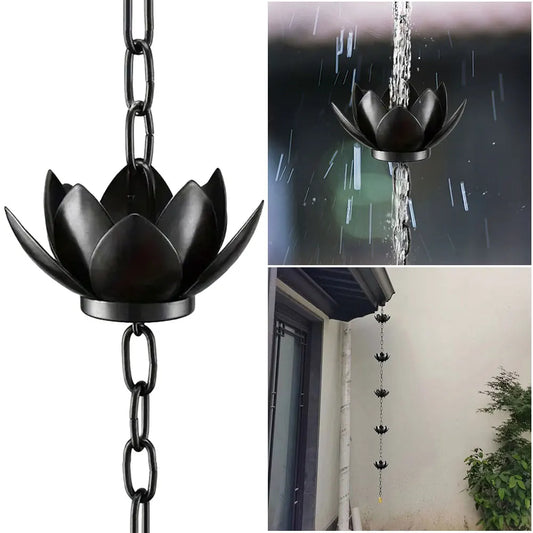 Lotus/Bird Rain Chain Garden Decoration Hanging Rain Catcher Chain Gardening Gutters Downspouts Rain Chain Outdoor Decors