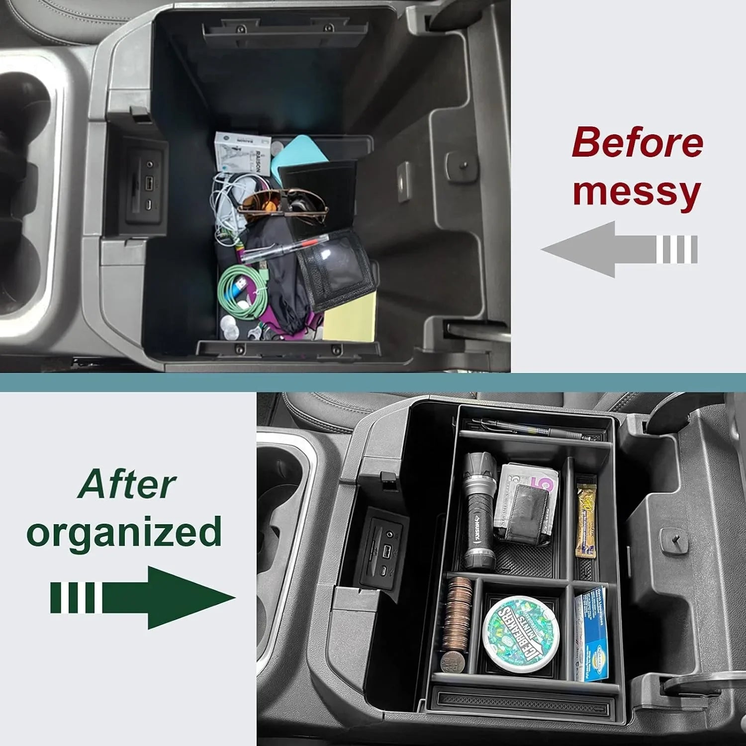 Center Console Organizer Compatible with 2019-2022 Chevy Silverado 1500/GMC Sierra 1500 & 2020-2023 Chevy Silverado
