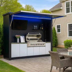 Customized Outdoor Kitchen Island Set Equipped With BBQ Grill And Refrigerator Full Outdoor Cooking Kitchen