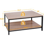 Industrial Coffee Table with Storage Shelf for Living Room, Wood Look Accent Furniture with Vintage Wooden Board Stable Metal F