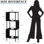 3-Tier Black S-Shaped Space-Saving Bookshelf for Small Rooms | Multi-Use in Office,Kids,Living Room,Bedroom & Home Corne