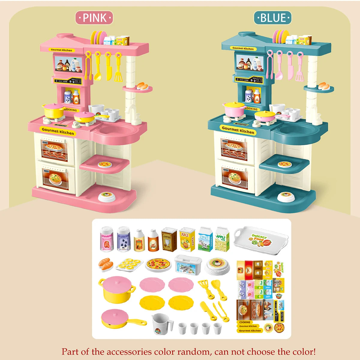 Mini Kitchen Play Set For Kids, Cooking Food Model Simulation Kitchenware Utensils Set Educational Gifts for Boys Girls