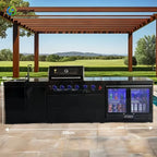 Customized Outdoor Kitchen Stainless Steel BBQ Grill With Sink Refrigerator For Backyard