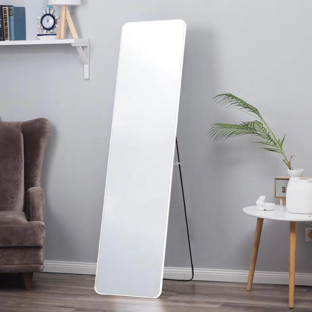 Haodirect Modern Rectangular Floor Mirror, Metal Frame Bedroom Wall Mounted Floor Dressing Mirror, 37cm x 147cm