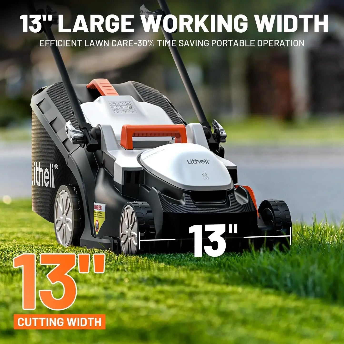 Cordless Lawn Mower 13 Inch, U20 Handy+ 20V Electric Lawn Mowers for Garden,5 Heights Adjustment,4.0Ah Portable Battery Included