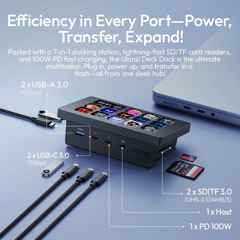 Ulanzi D200 D200H Stream Deck Keyboard with 13 Macro Keys Stream Controler for Youtube Office Game Live Support TF/SD/USB 3.0