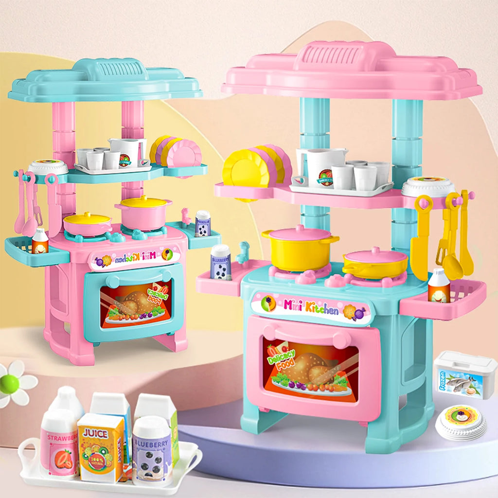 Mini Kitchen Play Set For Kids, Cooking Food Model Simulation Kitchenware Utensils Set Educational Gifts for Boys Girls