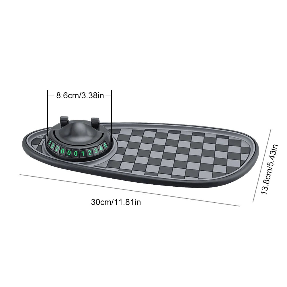 Car Dashboard Mat with Parking Number Plate Car Dash Grip Pad Anti-Shake Rotating Car Phone Holder Anti-Slip Car Accessories