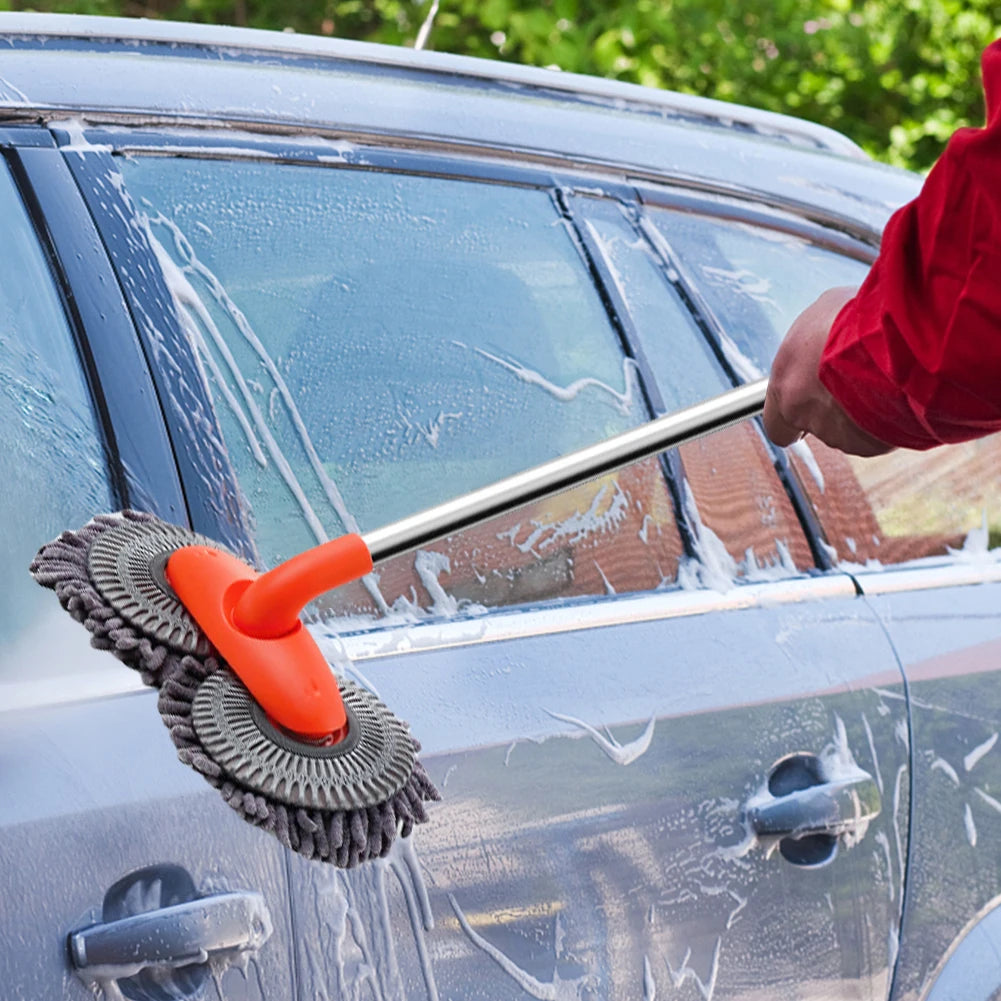 Windshield Roof Wipe Clean Broom Double Brush Head 360 Rotation Foam W