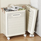 Folding dirty clothes basket, household laundry basket, with wheels, large capacity storage basket, balcony bathroom crevice