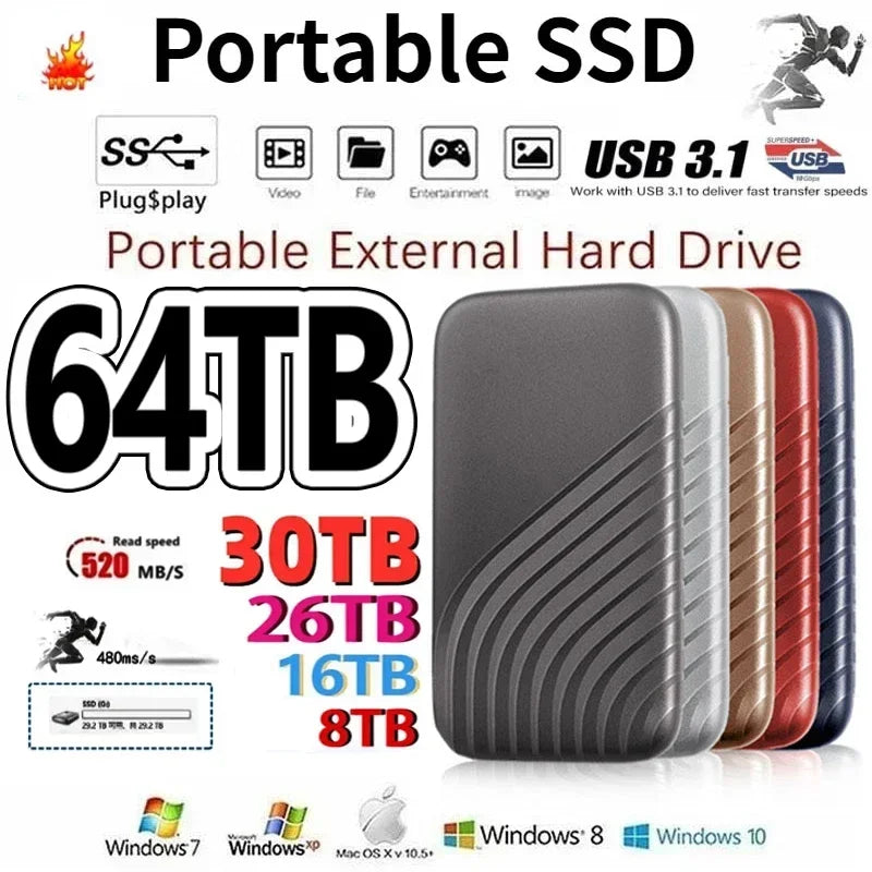 Xiaomi Mijia Original High-speed 2TB 8TB 16TB SSD Portable External Solid State Hard Drive USB 3.1 Interface Mobile Hard Drive