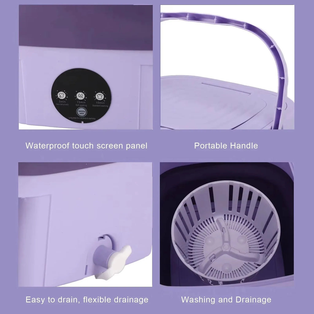 Mini Folding Portable Washing Machine 8L Socks Underwear Panties Retra