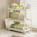 Stainless Steel Anti-Slip Kitchen Storage Rack Modern Countertop Dish Drainer & Utensil Organizer - Space Efficient Solution