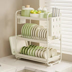 Stainless Steel Anti-Slip Kitchen Storage Rack Modern Countertop Dish Drainer & Utensil Organizer - Space Efficient Solution