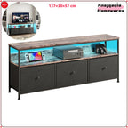 Anajqaqia TV Cabinet, LED Colour Changing TV Cabinet with 3 Drawers, TV Table, with Open Storage Space for Living Room, Bedroom