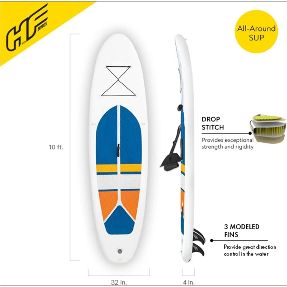 Hydro-Force White Cap 10' Inflatable SUP & Kayak Set - Aluminum Oar, Pump & Bag | AlluCanFind