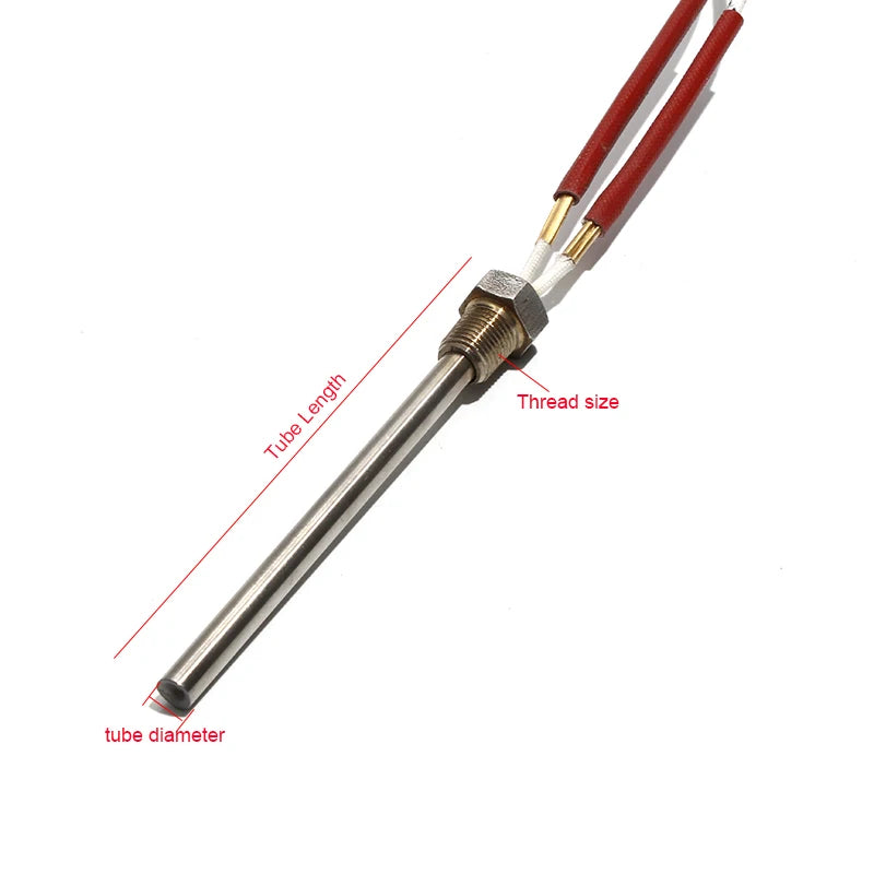 LUJINXUN DN6/10mm Thread Cartridge Heaters 12V 24V 50-180W Heating Element 6mm x50-200mm for Compression Molding Machinery 1PC