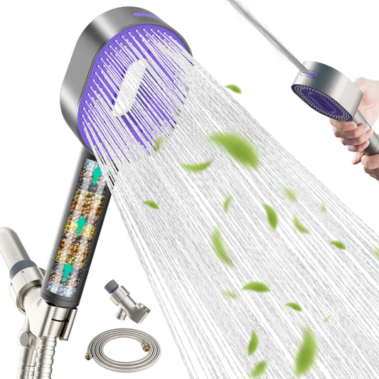 High Pressure Shower Head with Handheld - 3 Spray Combo & Detachable Hard Water Filter | AlluCanFind