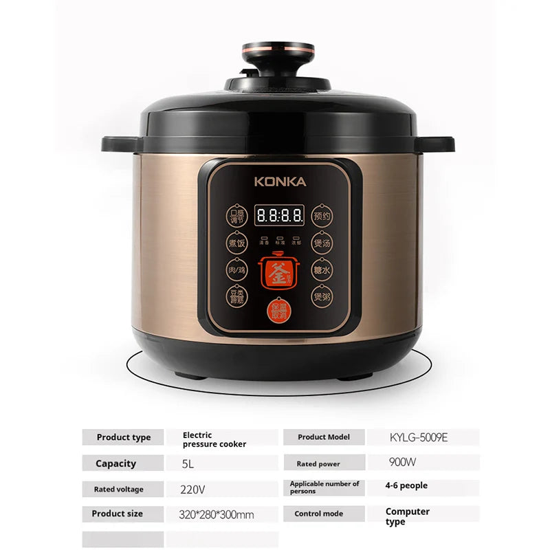 2025 New Electric Rice Cooker Home Multi functional Intelligent 5L Large Capacity Non stick Pot Pressure Cooker