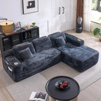 Modern Cloud Sectional Sofa with L-Shape Chaise | Deep Seat Design, Built-in Cup Holder & Storage Pocket, No Assembly Required