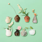 3-14pcs Set Mini Ceramics Vase Fridge Magnets Label Mini Bonsai Magnet Button Potted Simulation Flower Vase Refrigerator Message