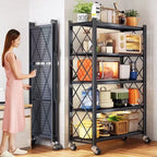 No-Installation Kitchen Storage Rack Multi-Purpose Rolling Cart Microwave Oven Stand Organizer Shelf for Countertop