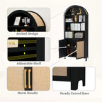 71" Tall Arched Bookcase with Storage, Modern 6-Tier Arched Cabinet with Door,Arched Bookshelf Cabinet with Open Display Storage