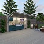 Custom Outdoor Kitchen Island with Fridge Cabinet Stainless Steel BBQ Grill Station Waterproof Patio Bar Island