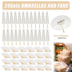 6-120Pcs 33inch Paper Umbrellas for Wedding Guest White Paper Parasol Umbrellas for Guests Wedding Photography Props with Fans
